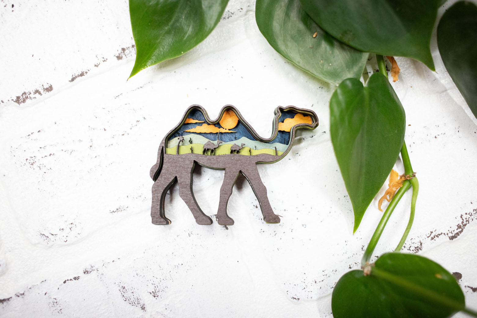 Laser Cut Camel,  Animal 3D Diorama, Handmade Dessert Scene, Camel Animal Decor-0