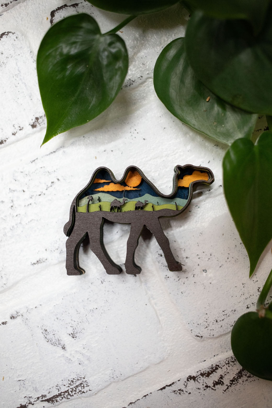 Laser Cut Camel,  Animal 3D Diorama, Handmade Dessert Scene, Camel Animal Decor-1