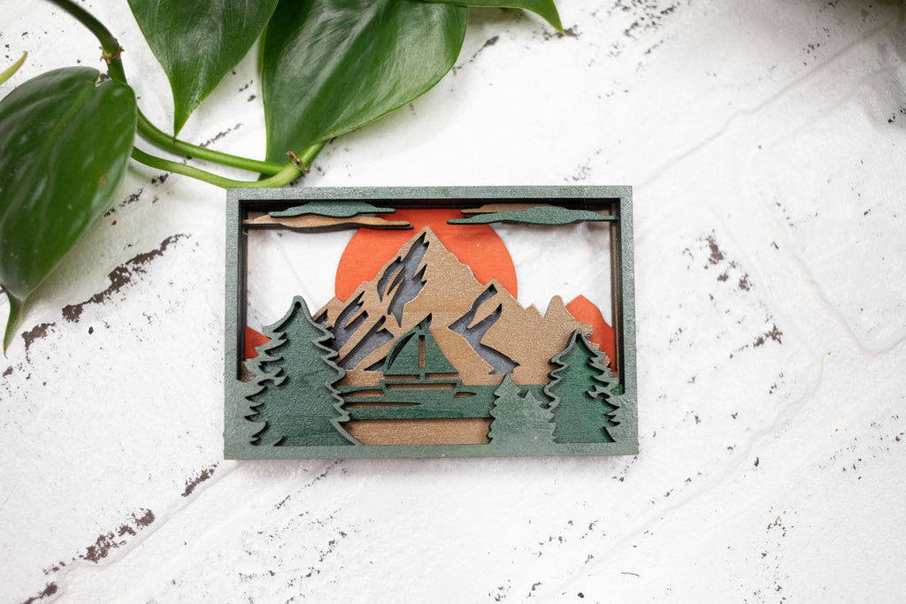 Laser Cut Nature Scene, Mountain 3D Diorama, Handmade Landscape Scene-0