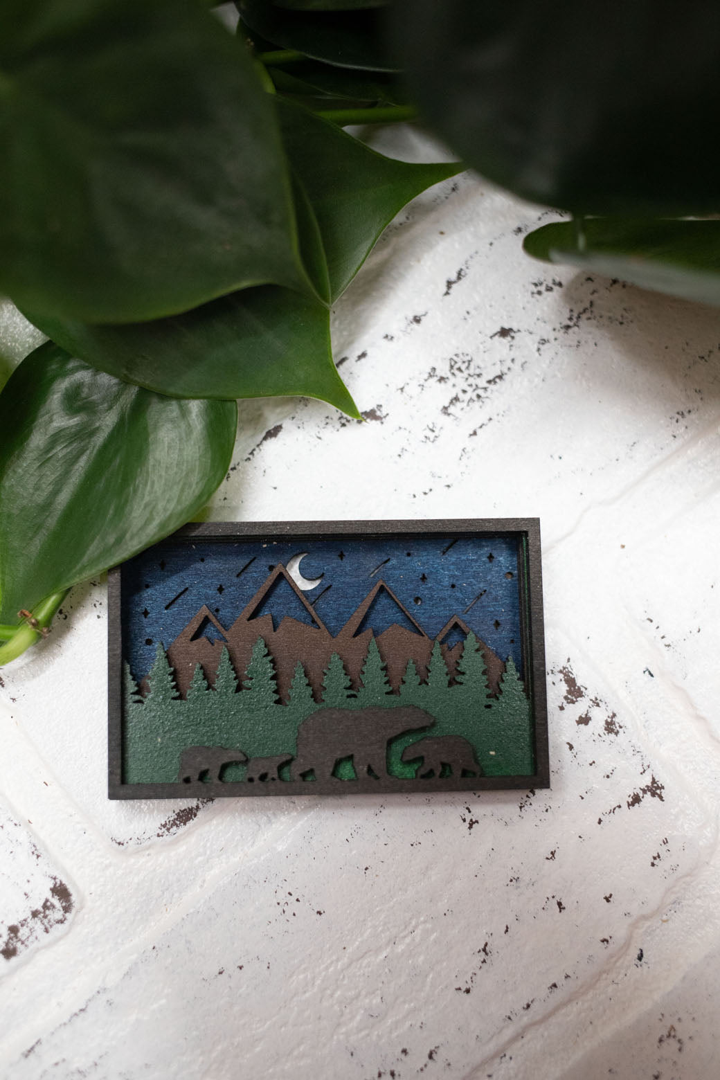 Laser Cut Bear Family in a Forest, Animal 3D Diorama, Handmade Forest Scene, Wall Art, Bear Animal Decor-1