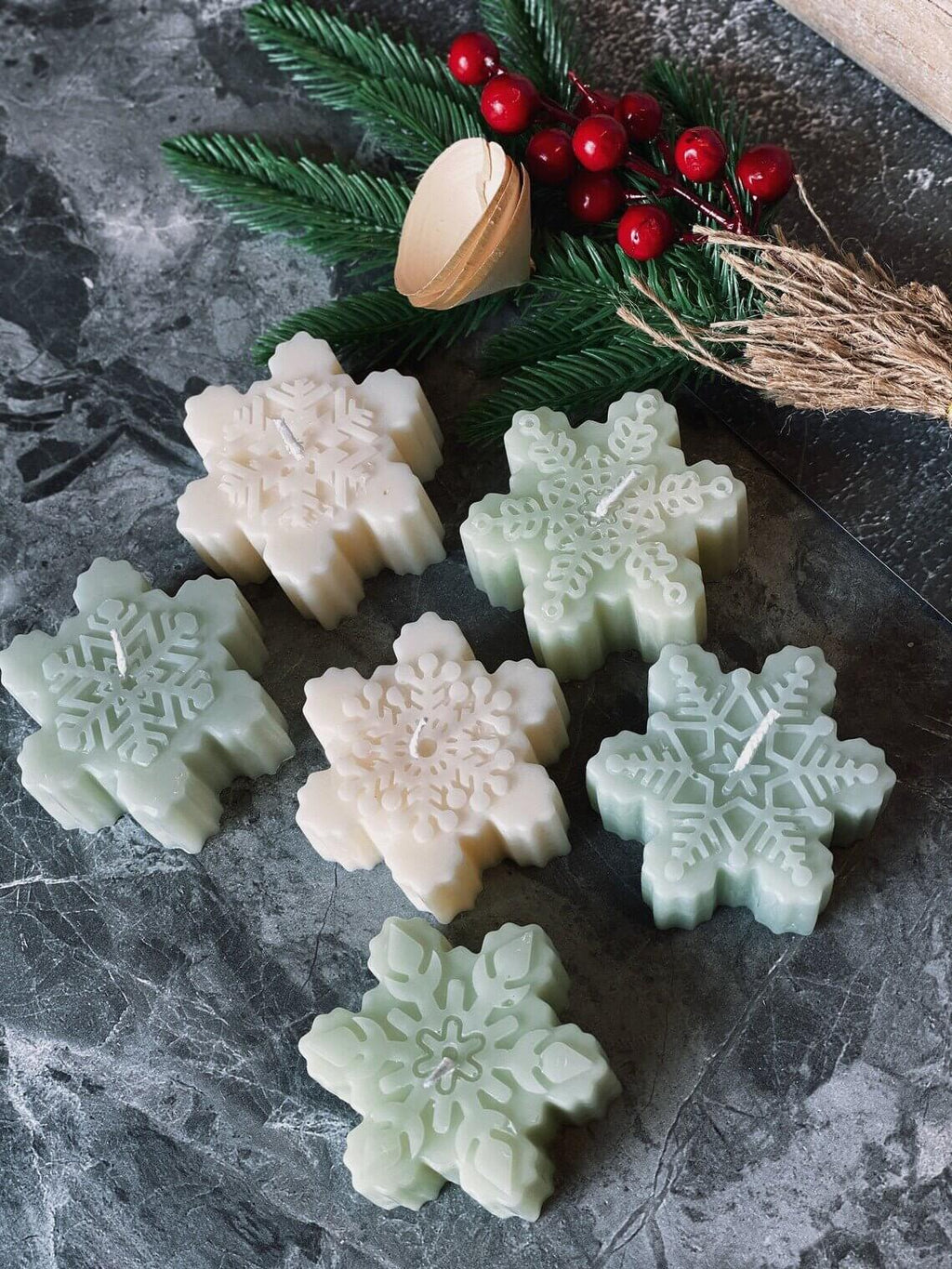 Snowflakes Handmade Candle - Festive Soy Wax Christmas Candle for Holiday Cheer-1