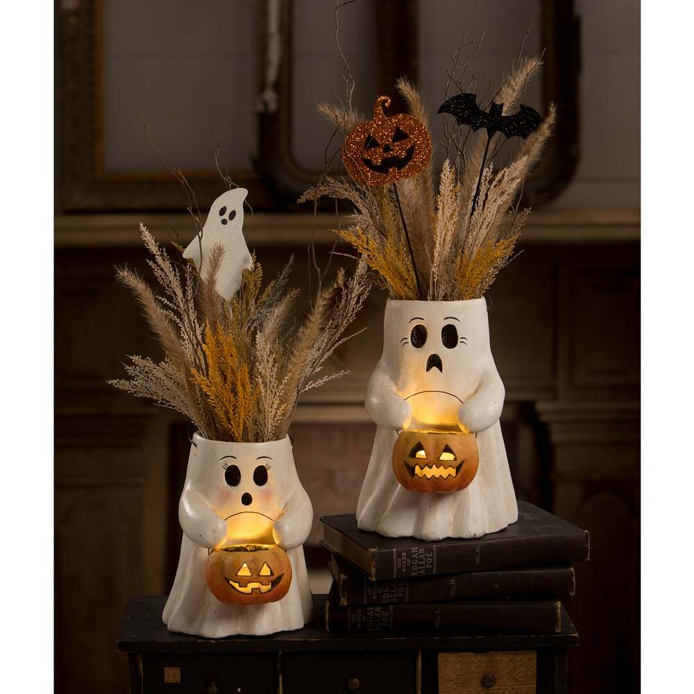 Sweet Boo With Pumpkin Bucket Paper Mache by Bethany Lowe Designs-4