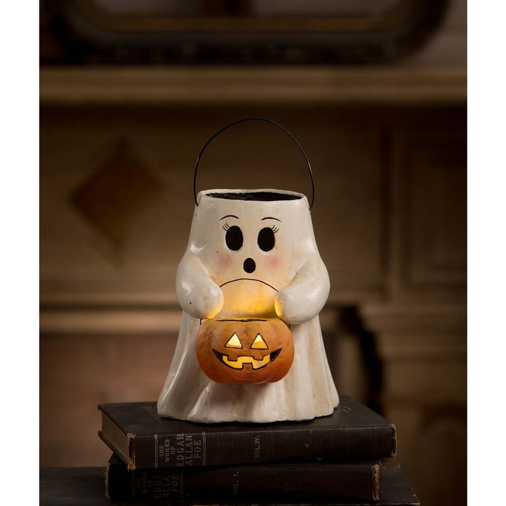 Sweet Boo With Pumpkin Bucket Paper Mache by Bethany Lowe Designs-1
