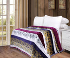 DaDa Bedding Botanical Floral Striped Carnations Mink Flannel Fleece Throw Blanket (XY9829)-5