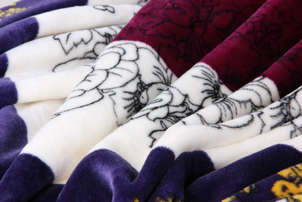 DaDa Bedding Botanical Floral Striped Carnations Mink Flannel Fleece Throw Blanket (XY9829)-3