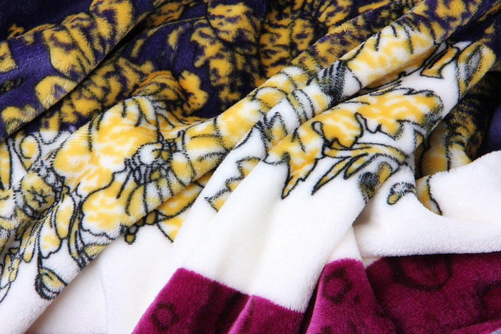 DaDa Bedding Botanical Floral Striped Carnations Mink Flannel Fleece Throw Blanket (XY9829)-2