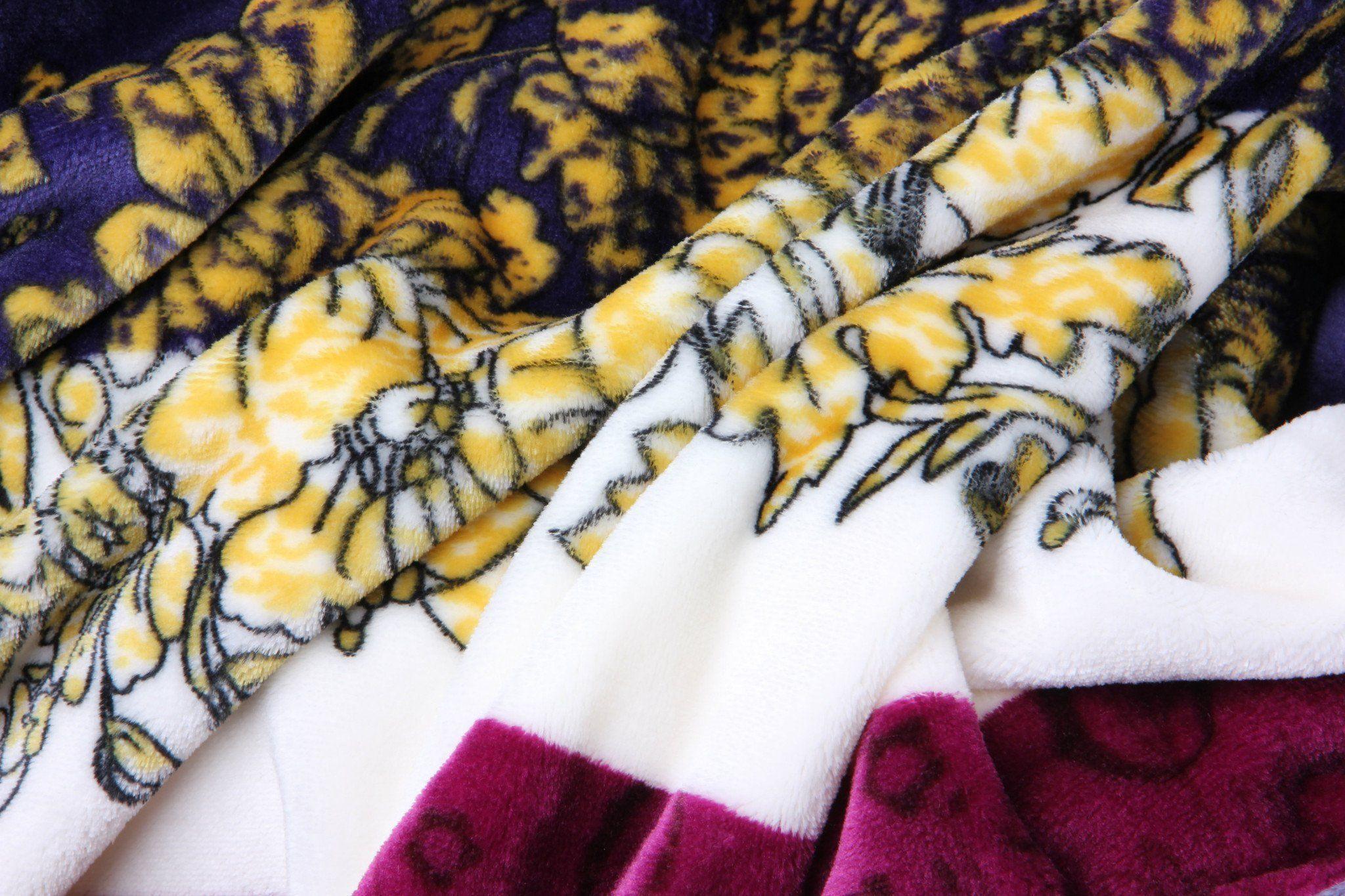 DaDa Bedding Botanical Floral Striped Carnations Mink Flannel Fleece Throw Blanket (XY9829)-2