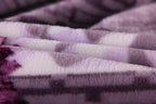 DaDa Bedding Orchid Blossoms Striped Floral Lavender Plush Fleece Flannel Throw Blanket (XY9833)