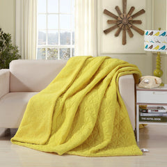DaDa Bedding Happy Sunny Yellow Bright Quilted Ultra Sonic Reversible Throw Blanket Bedspread (BJ0107)-0