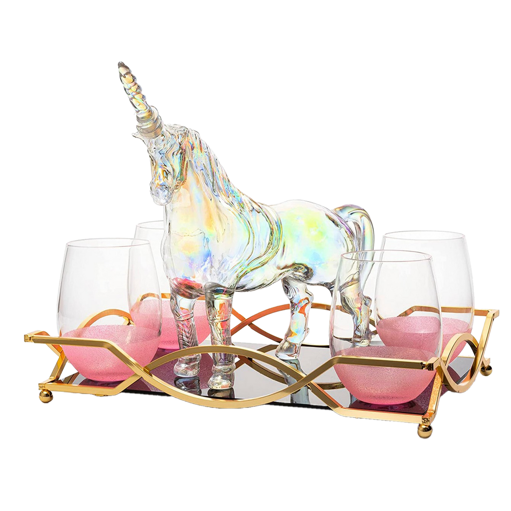 Iridescent Unicorn Wine Whiskey Decanter Set 750ml-0