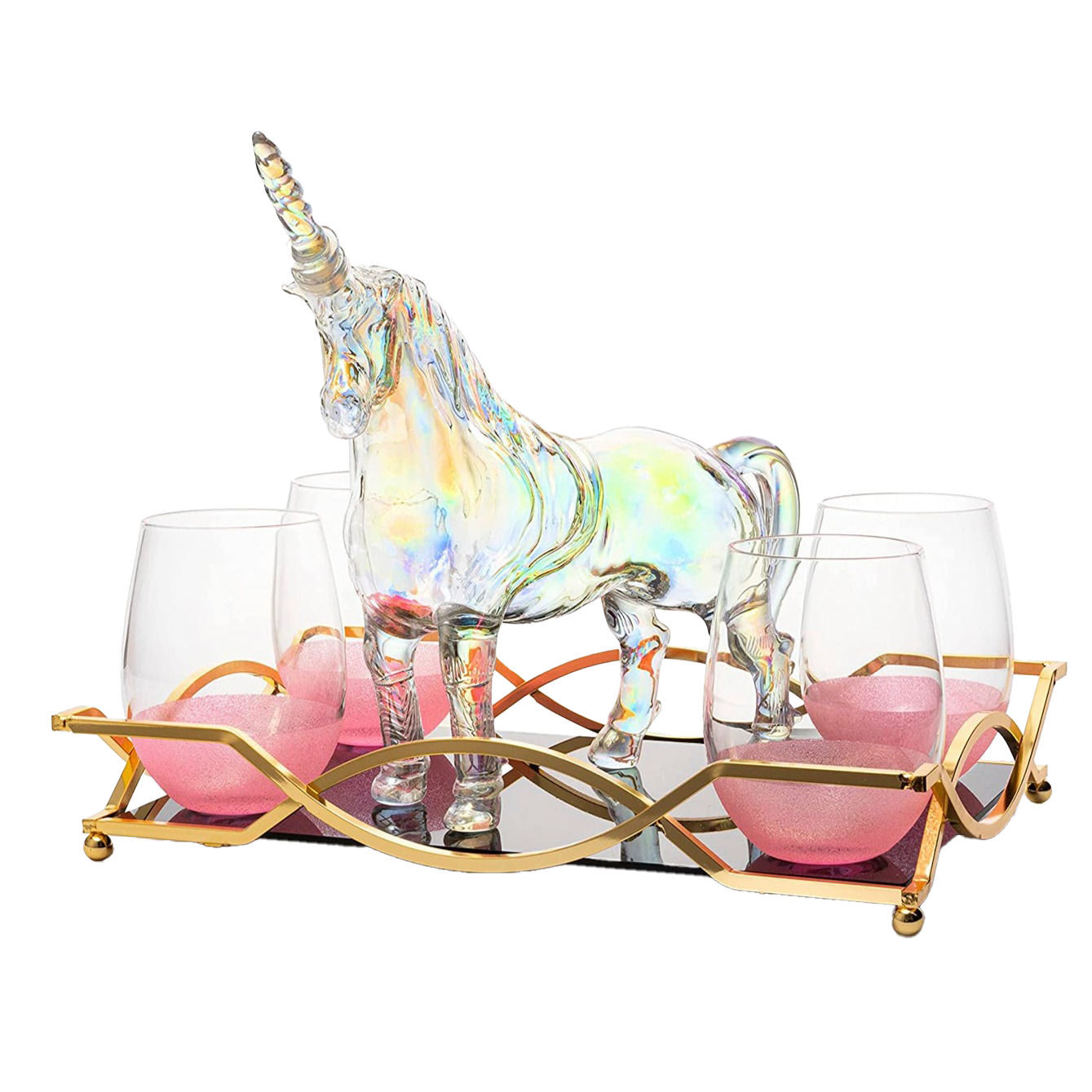 Iridescent Unicorn Wine Whiskey Decanter Set 750ml-0