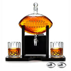 Football Decanter with 2 Whiskey & Wine Glasses & Chillers-4
