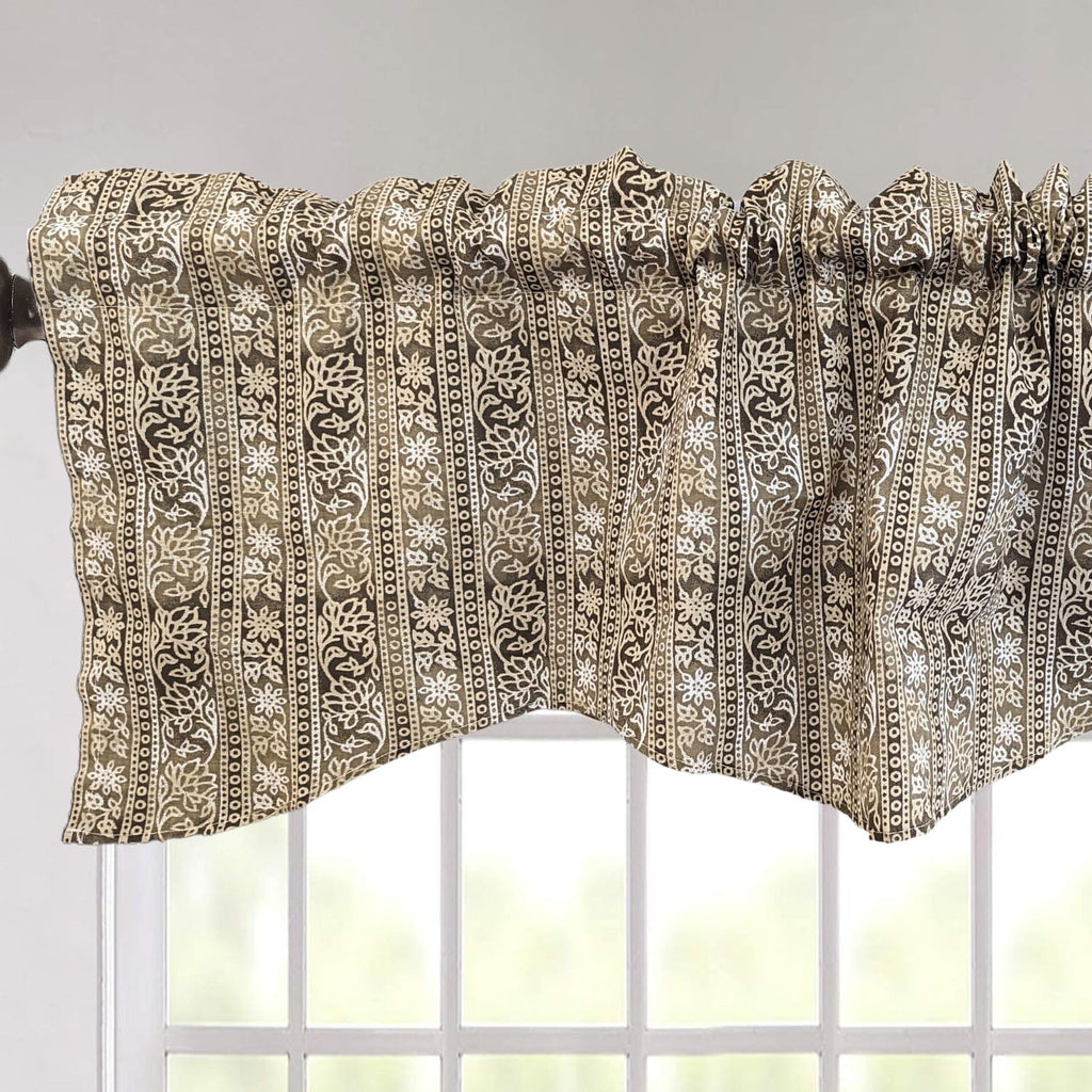 DaDa Bedding Moroccan Paisley Filigree Floral Window Curtain Valance - 18" x 52" (JHW-885)-0