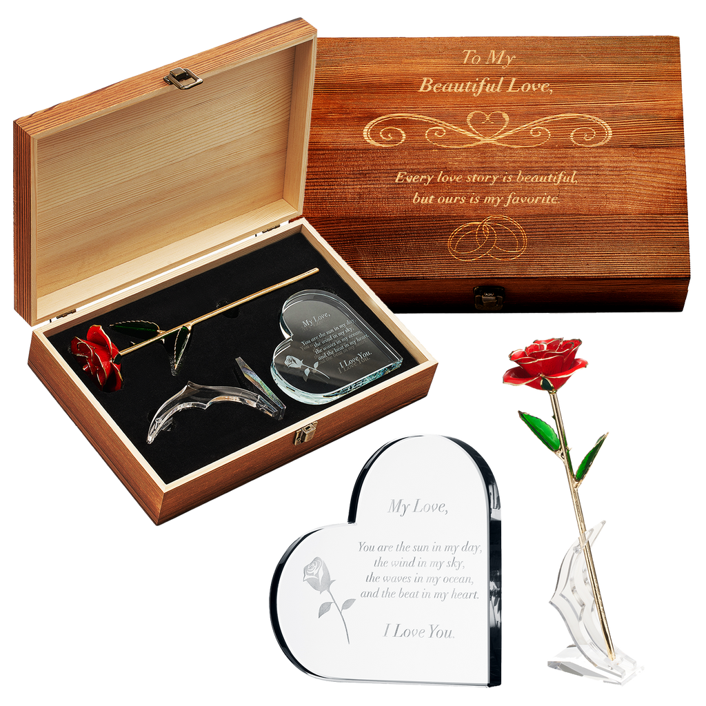 Anniversary, Birthday & Everyday 24K Gold Rose Love Box-0