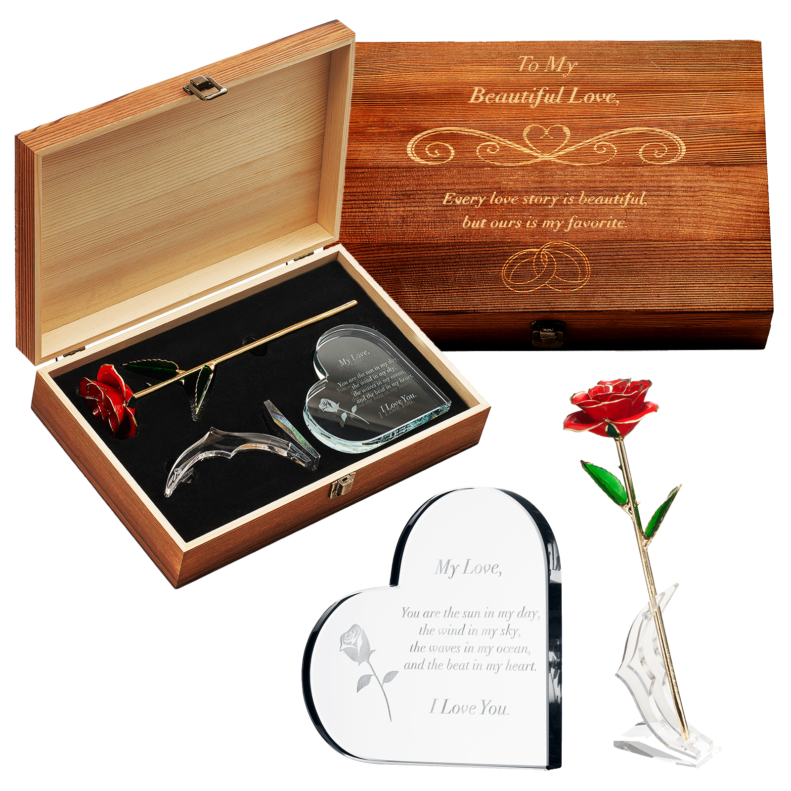 Anniversary, Birthday & Everyday 24K Gold Rose Love Box-0