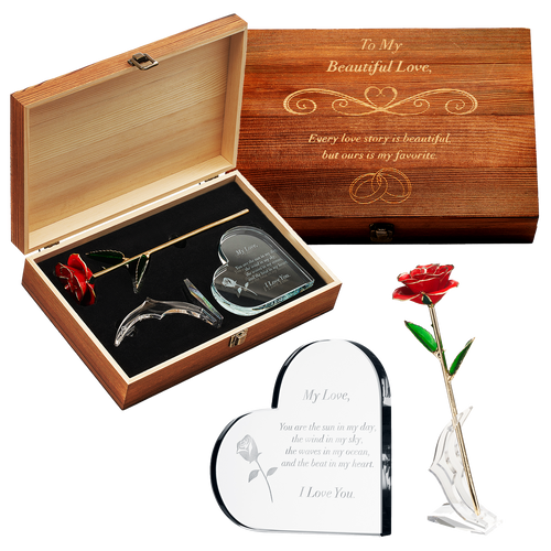 Anniversary, Birthday & Everyday 24K Gold Rose Love Box-0