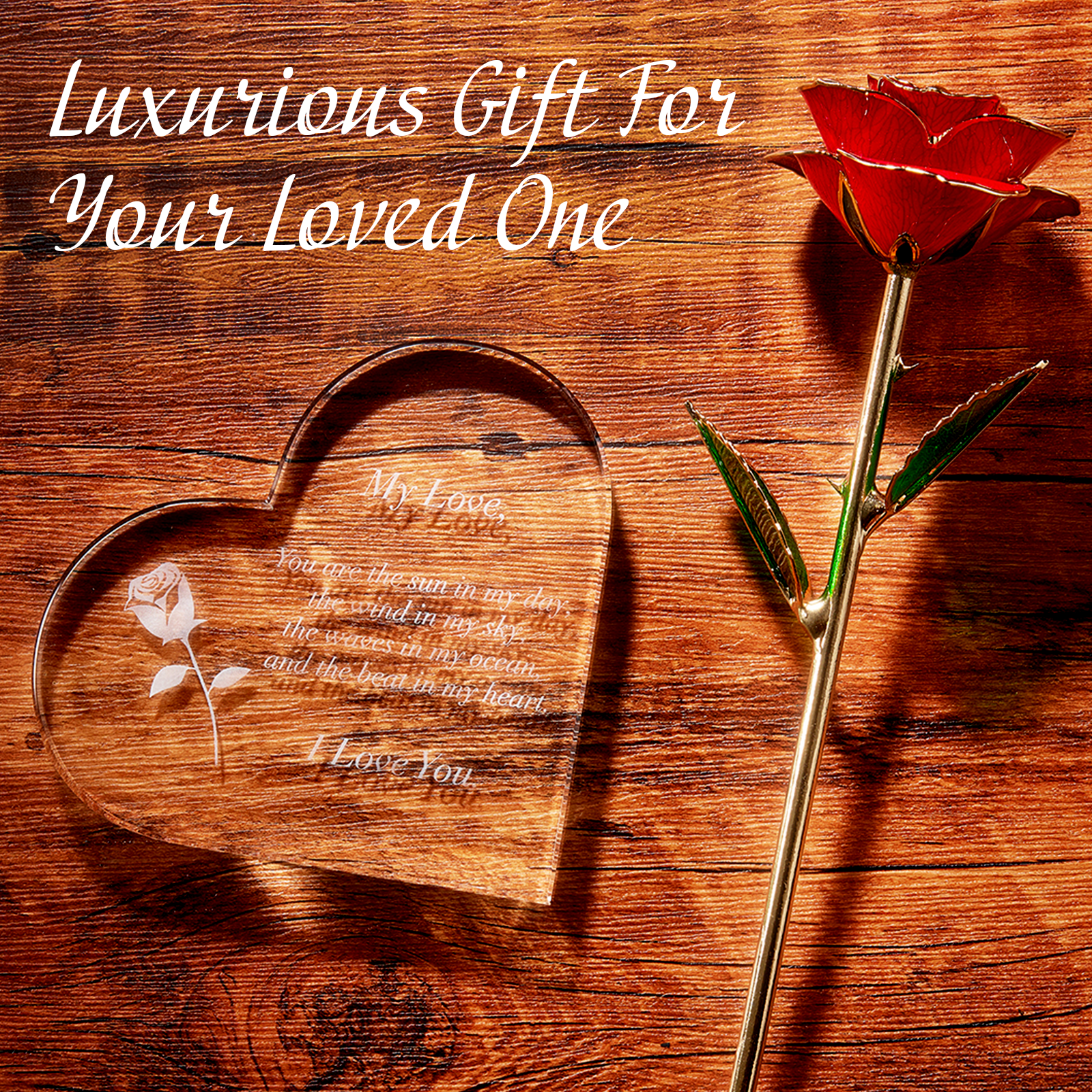 Anniversary, Birthday & Everyday 24K Gold Rose Love Box-3