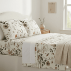 DaDalogy Enchanted Meadow Bed Sheet Set - Floral Harmony in Beige, Rose, and Soft Green, Premium Soft Microfiber, Machine Washable, Deep Pocket 14 - 15 Inches + Flat Sheet-3