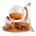 Etched World Decanter whiskey Globe - Whiskey Gift Set Globe-0