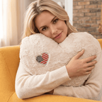 DaDa Bedding Collection Handmade in USA Faux Fur and Sherpa Heart Pillow - Cozy & Decorative Cushion with USA Flag Design - Made in USA - Perfect for Home Decor & Patriotic 4th of July Decor-1