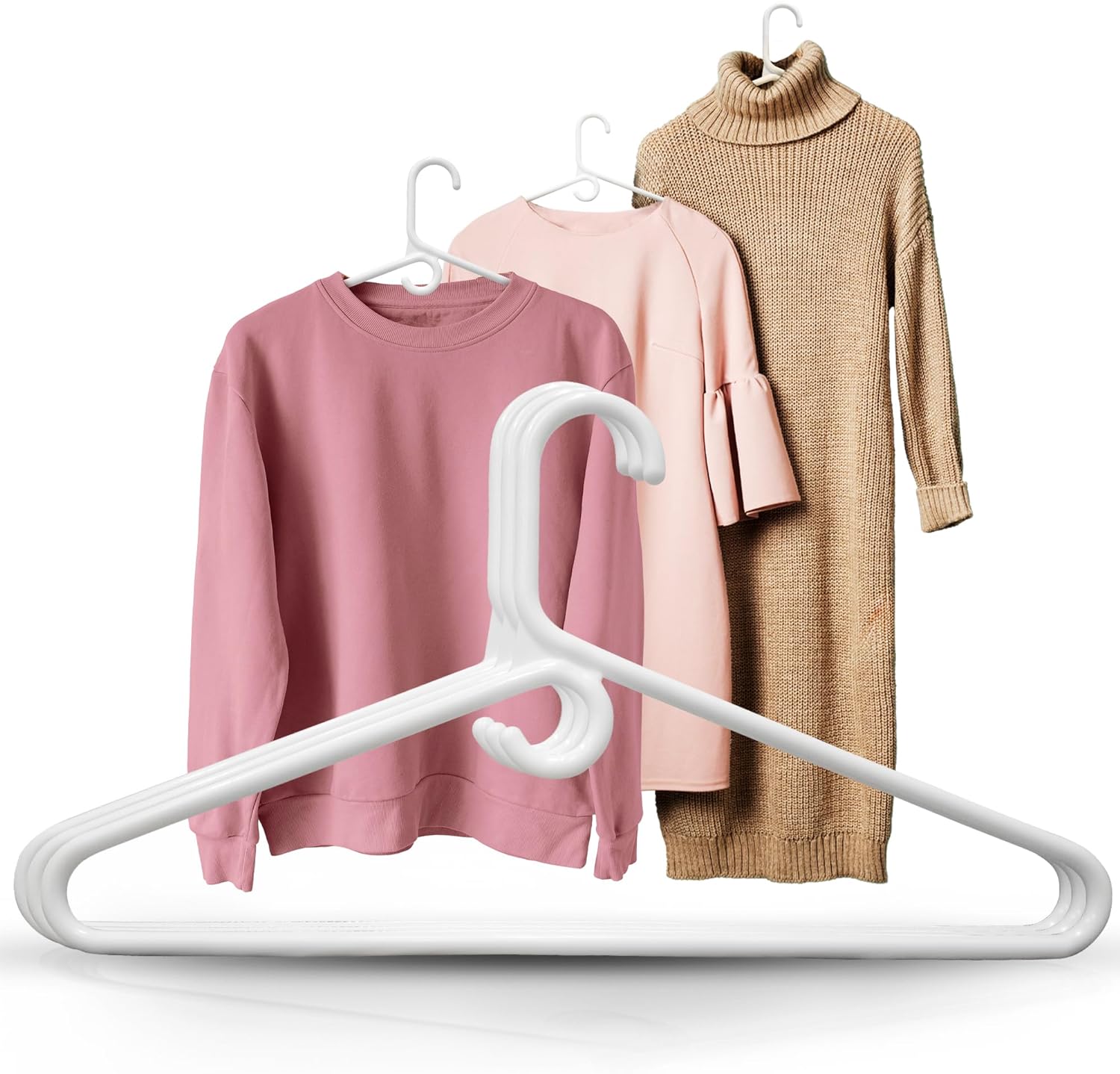 DEILSY™ White Plastic Hangers - Super Heavy Duty (10 Pack)
