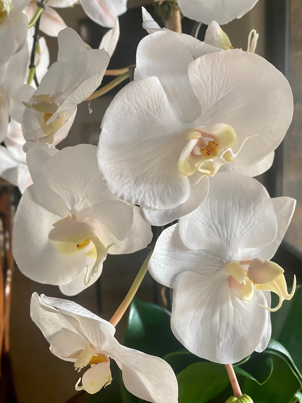 Faux orchid centerpiece in white vase-2