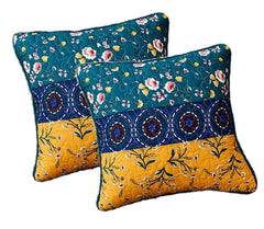 DaDa Bedding Set of 2 Bohemian Patchwork WildFlowers Floral Gardenia Throw Pillow Covers, 18" x 18" (JHW886)-0