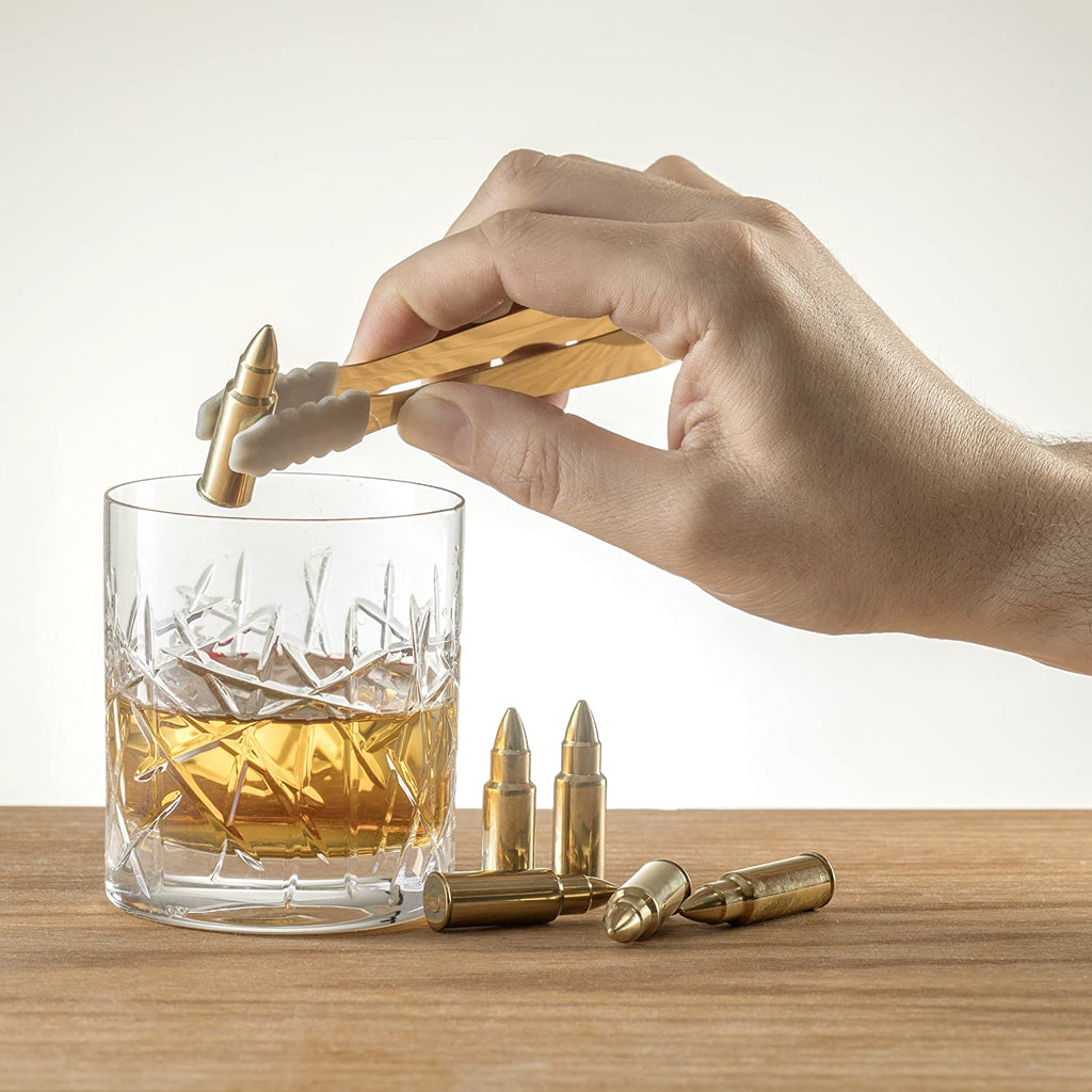 Bullet Whiskey Chillers Stones - 1.75in Whiskey Rocks, Set of 6 (Gold)-2