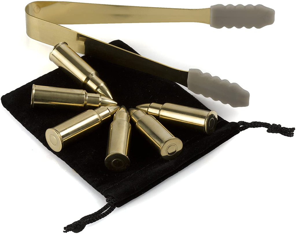 Bullet Whiskey Chillers Stones - 1.75in Whiskey Rocks, Set of 6 (Gold)-4