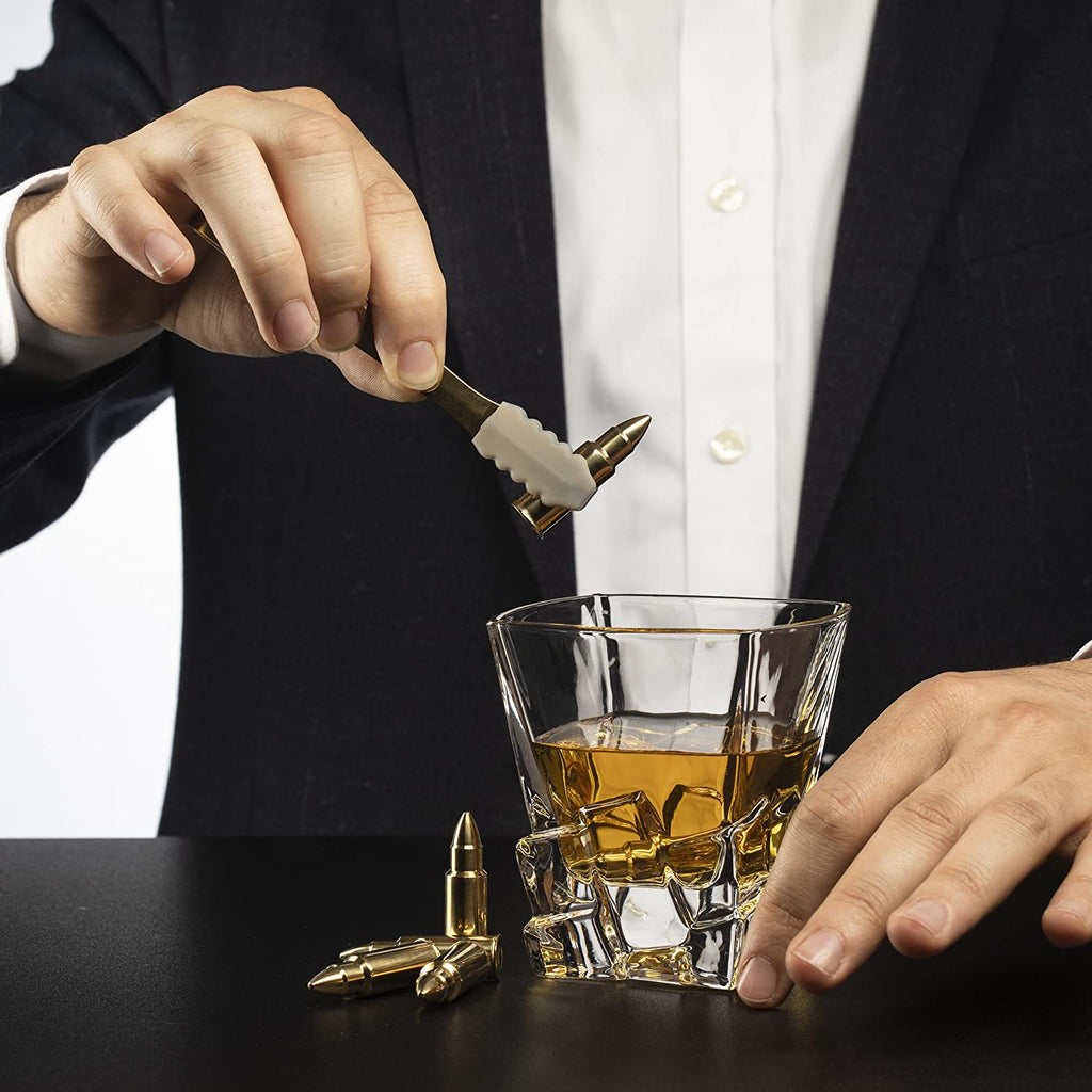 Bullet Whiskey Chillers Stones - 1.75in Whiskey Rocks, Set of 6 (Gold)-3
