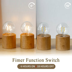 6.5" Ceramic Set of 2 Wood Grain Table Lamp